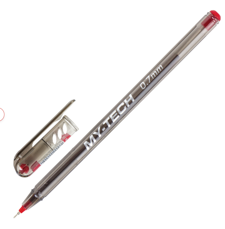 Ручка шариковая масляная PENSAN "My-Tech" КРАСНАЯ игольчатый узел 0,7 мм, линия письма 0,35 мм