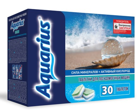 Таблетки для посудомоечной машины Aquarius Сила Минералов + Активный Кислород"; 30 шт