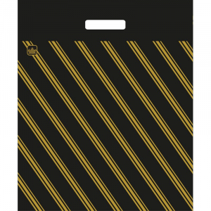 Сумка ПВД Золотая полоса 40*50, 50мкм прорубная ручка