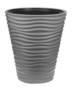 Кашпо Дюна 19.5л со вставкой 9л серое D34см, H38.5см