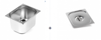 Гастроемкость из нержавеющей стали 327х265х200 мм + крышка