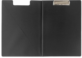 Папка-планшет STAFF, А4 (310х230 мм), с прижимом и крышкой, пластик, черная, 0,5 мм