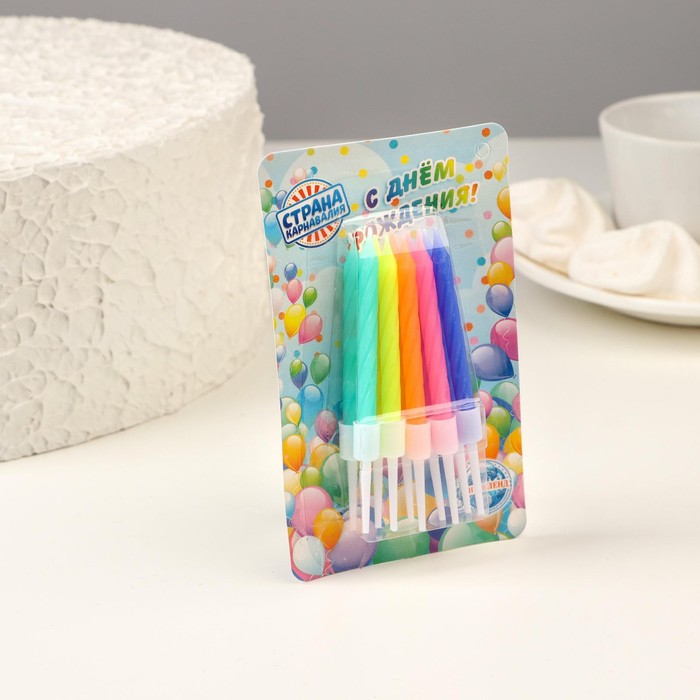 Свечи для торта Неон 10 шт 7 см