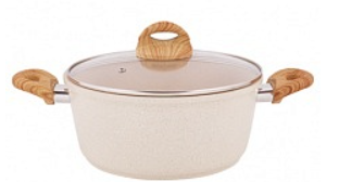 Кастрюля литая 4л стеклянная крышка Ваниль ТМ Традиция