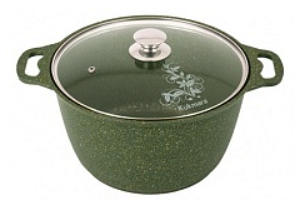 Кастрюля литая 6л стеклянная крышка Trendy style  ТМ КУКМАРА