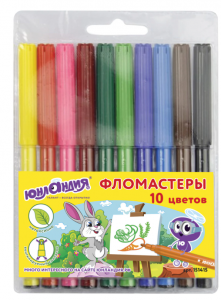 Фломастеры ЮНЛАНДИЯ 10 цветов, "УРОКИ РИСОВАНИЯ", вентилируемый колпачок, ПВХ
