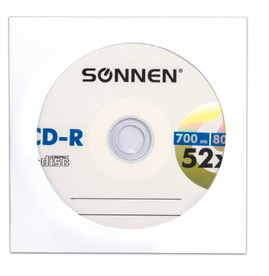 Диск CD-R SONNEN, 700 Mb, 52x, бумажный конверт