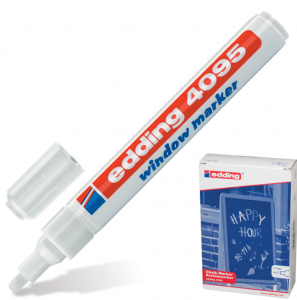Маркер меловой EDDING  2-3 мм, БЕЛЫЙ, влагостираемый, для гладких поверхностей