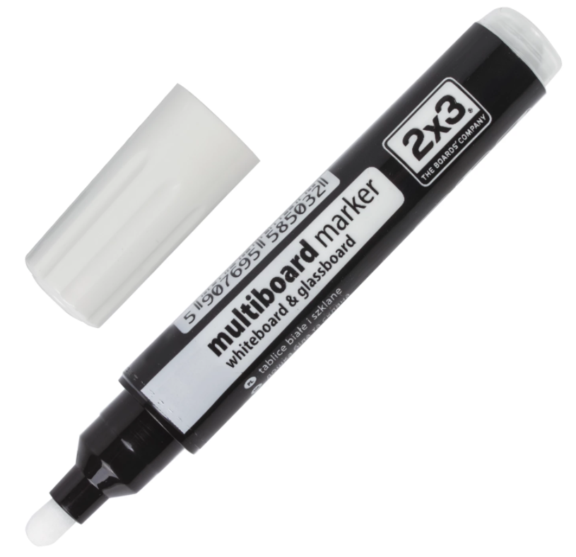 Маркер стираемый для цветной доски БЕЛЫЙ, 2х3