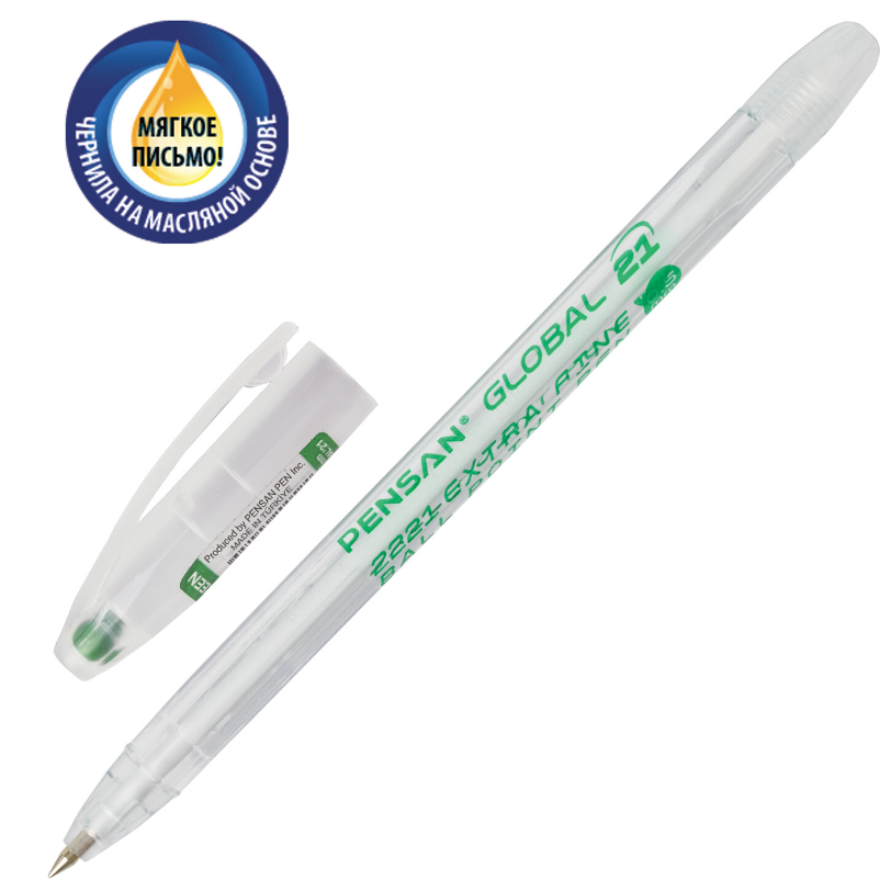 Ручка шариковая зеленая масляная 0,3 мм,