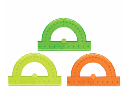 Транспортир пластик 10 см, 180 градусов, BRAUBERG, прозрачный, неоновый, ассорти