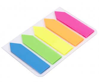 Закладки клейкие STAFF неоновые 5 цветов*20 листов на пластиковом основании