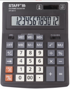 Калькулятор настольный STAFF PLUS STF-333 (200x154 мм), 12 разрядов, двойное питание
