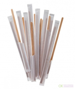 Палочка для размешивания деревянная 18см в индив бумажной упак 1/250