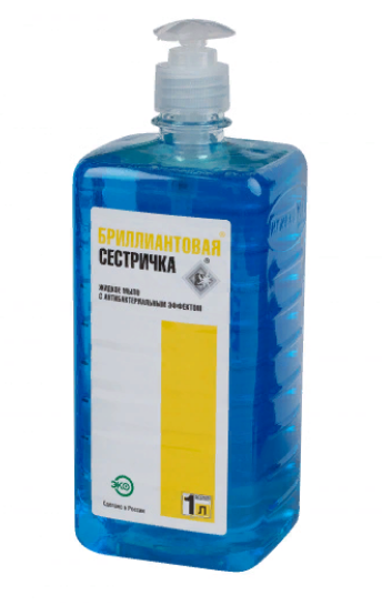 Мыло жидкое с Антибактериальным эфектом Бриллиантовая сестричка 1 л с дозатором
