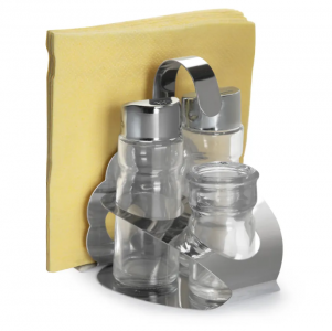 Набор для специй 3 предмета (соль, перец, зубоч) + салфетница нержавеющая сталь