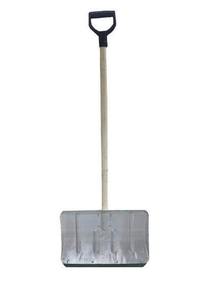 Лопата снеговая тротуарная алюминиевая 1,2  500х330 мм с деревянным черенком и V  ручкой