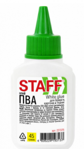 Клей ПВА STAFF EVERYDAY, 45 г, с дозатором