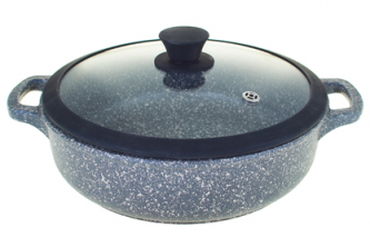 Жаровня а/пр литая 26см силикон/кр Мрамор ТМ Традиция