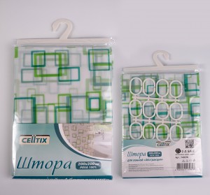 Штора д/ванной "Абстракция" салатовая, 12 колец, 200*200 см