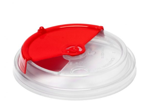 Крышка для стакана д90мм с заглушкой ТипБ прозрачный/красный ВЗЛП 1/50/12/600