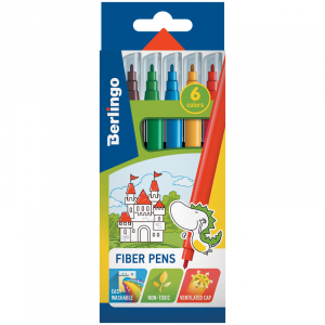 Фломастеры Berlingo "Замки", 6цв., смываемые, картон