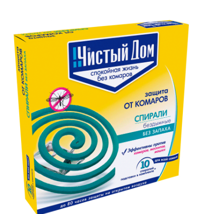 Спираль от комаров  10 шт Чистый дом
