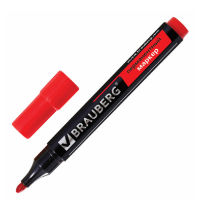 Маркер перманентный  Красный, круглый наконечник, 3 мм