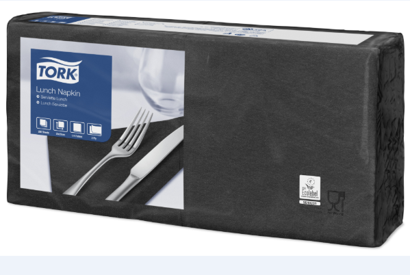 Салфетки бумажные 33*33 см черные Toрк (200л)