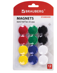 Магниты для досок 30 мм, НАБОР 12 шт., ассорти