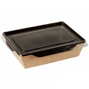 Ланч-бокс картонный с прозрачной крышкой черное дно 500мл 150*110*45 1/200