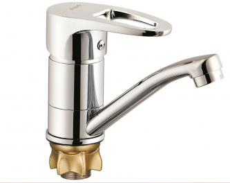 Смеситель для кухни короткий излив 140 мм, керам.картр. 40 мм, гайка