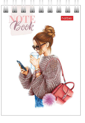 Блокнот  А7, 60 л., гребень, картон, клетка