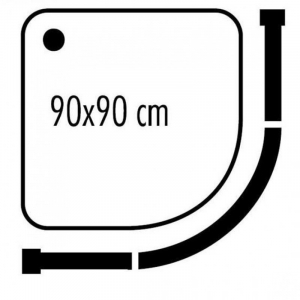 Карниз для ванной 90*90см хром дуга алюминий без колец
