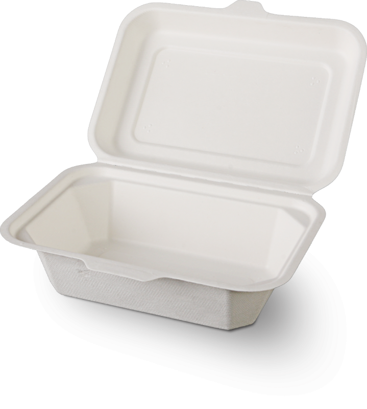 Ланч бокс с крышкой 600 мл сахарный тростник 185*130*42 1/50/500