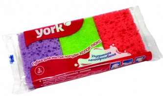 Губка для мытья посуды York Колор Люкс 3шт