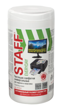 Салфетки чистящие влажные для экранов всех типов и пластика универсальные туб 100шт