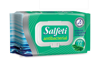 Салфетки влажные 72 шт. SALFETI антибактериальные крышка-клапан