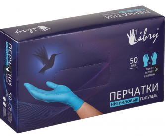 Перчатки нитриловые голубые L 1/50пар (Калибр)