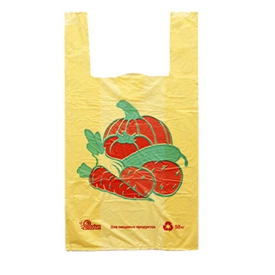 Пакет майка белая 30+16*55 25мкм Овощи 1/100