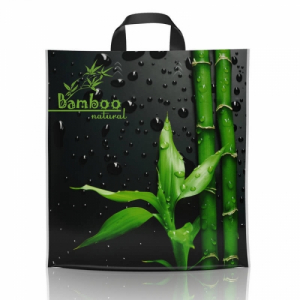 Пакет 40*42, 90 мкм Бамбук на камне пластиковая ручка