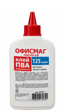 Клей ПВА  (бумага, картон, дерево), 125 г