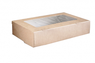 Ланч бокс с окном 1450 мл 260*150*40 крафт картон 1/125