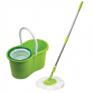 Комплект для уборки: швабра, ведро 7 л с отжимом центрифуга 2 круглые насадки-кольцо LAIMA