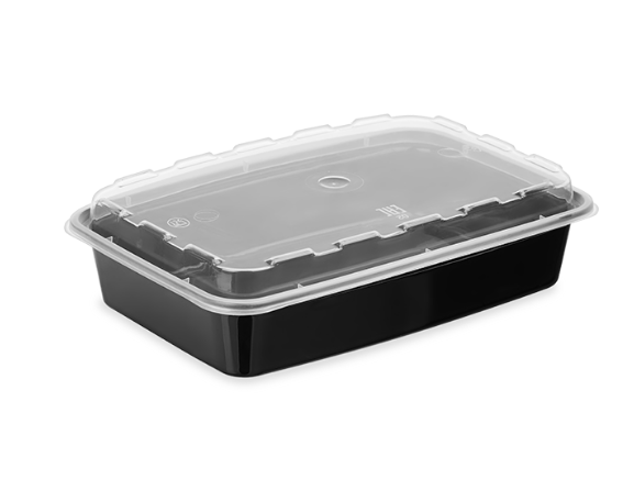 Контейнер прямоугольный с крышкой 830мл черное дно ВЗЛП 1/150