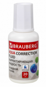 Жидкость корректирующая BRAUBERG 20 мл, с кисточкой