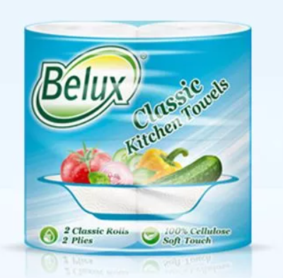 Полотенце бумажное Белюкс 2 слоя 2 рулона (9,5м) белые /12