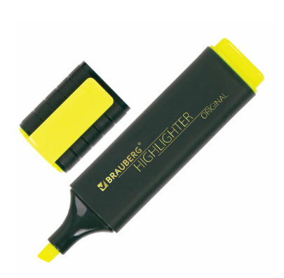 Текстовыделитель BRAUBERG "ORIGINAL", ЖЕЛТЫЙ, линия 1-5 мм,