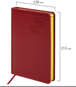 Ежедневник датированный 2024 А5 138x213 мм под кожу красный