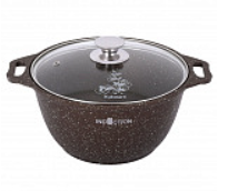 Кастрюля литая 3,0л стекл/кр Кофейный мрамор ТМ KUKMARA